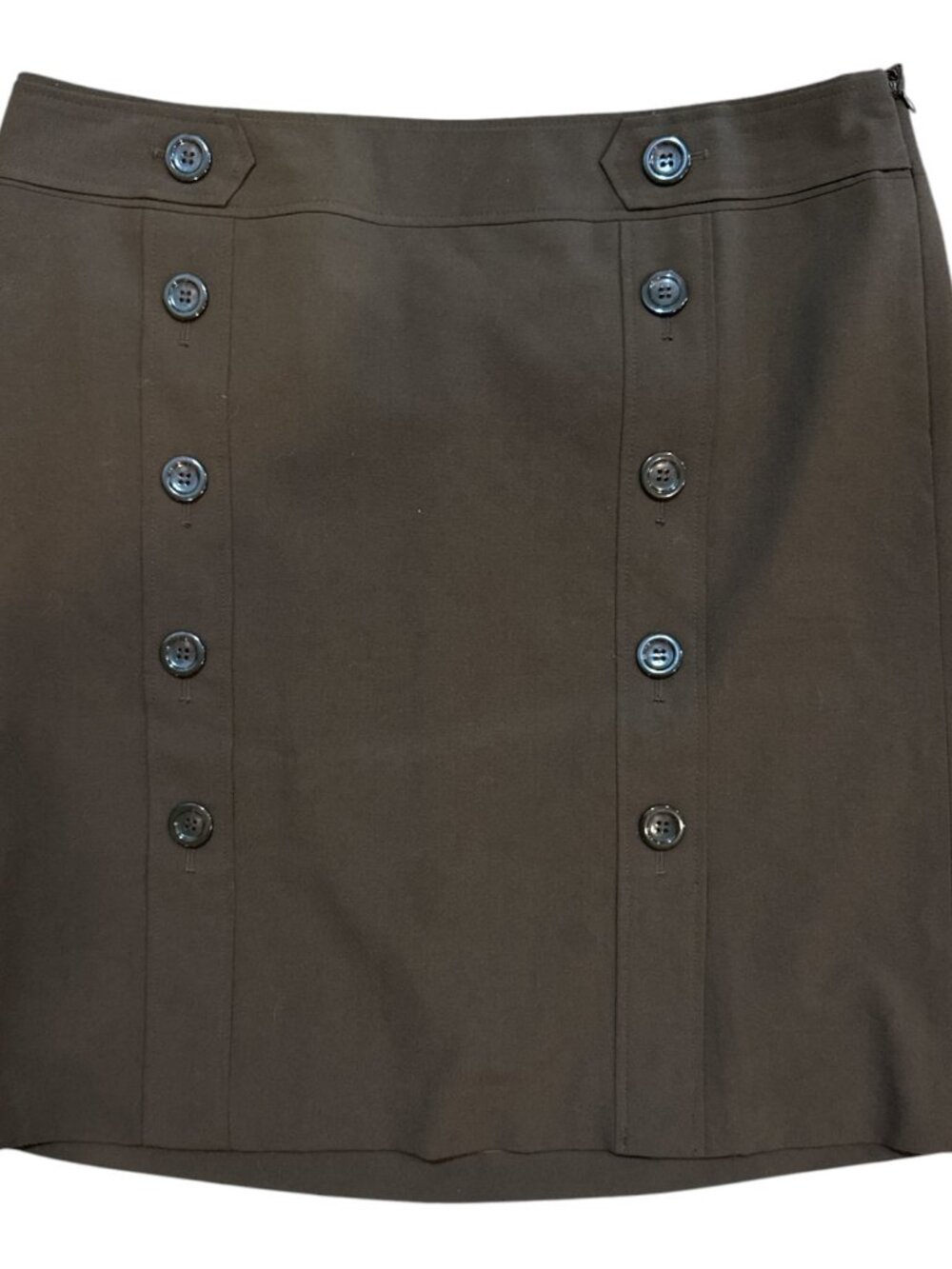 Ann Taylor Sz 16 Brown Button-Front Side-Zip Lined Pencil Career Skirt